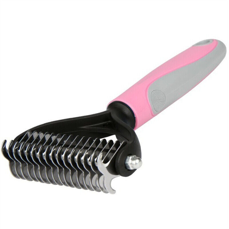 Grooming Brush For Pet Dog Cat Deshedding Tool Rake Comb Fur Remover Reduce 2-Side