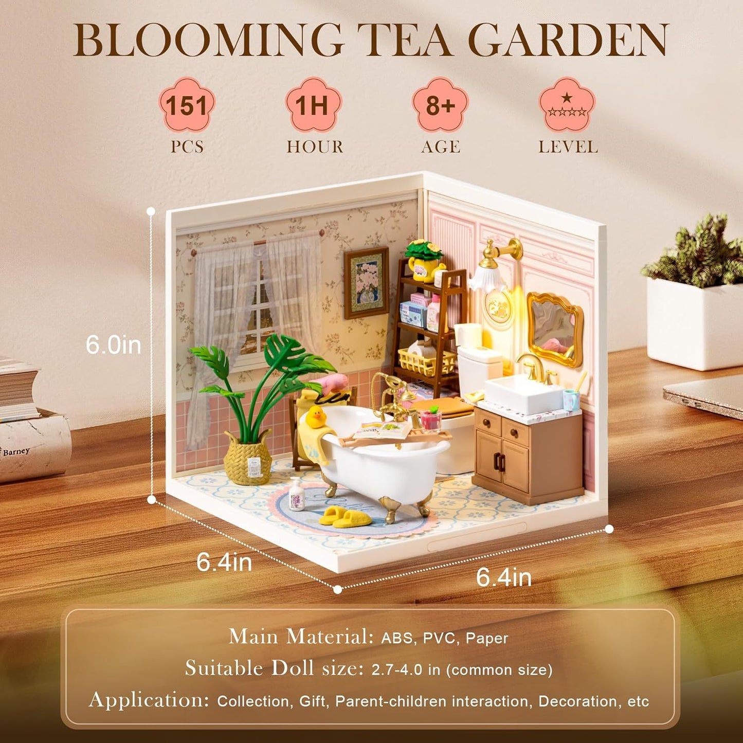 DIY Miniature Dollhouse Kit – Pop-Bubble Bathroom by ROBOTIME