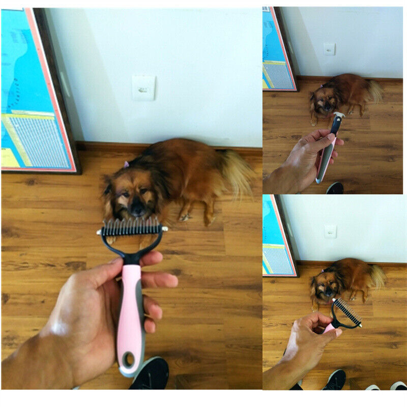 Grooming Brush For Pet Dog Cat Deshedding Tool Rake Comb Fur Remover Reduce 2-Side