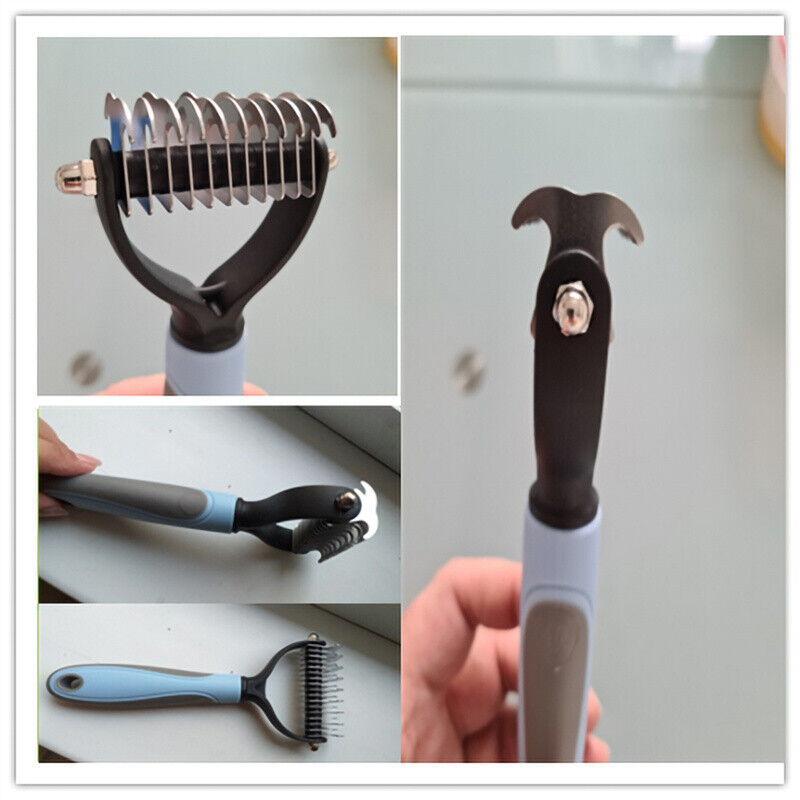 Grooming Brush For Pet Dog Cat Deshedding Tool Rake Comb Fur Remover Reduce 2-Side
