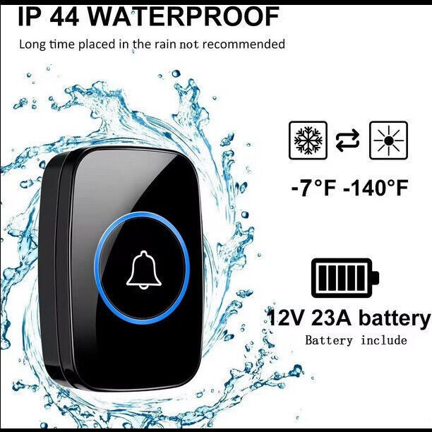 A1 Black Wireless Doorbell – Easy Setup, Long Range, UK Stock