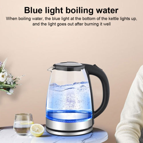 1.8L Glass Electric Kettle with Blue LED & Auto Shut-Off