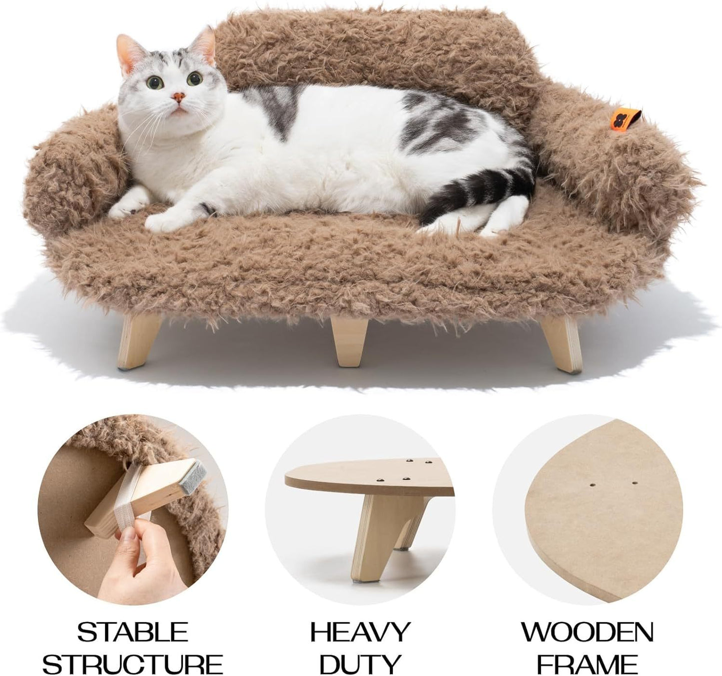 MEWOOFUN Elevated Cat Bed With Washable Cover