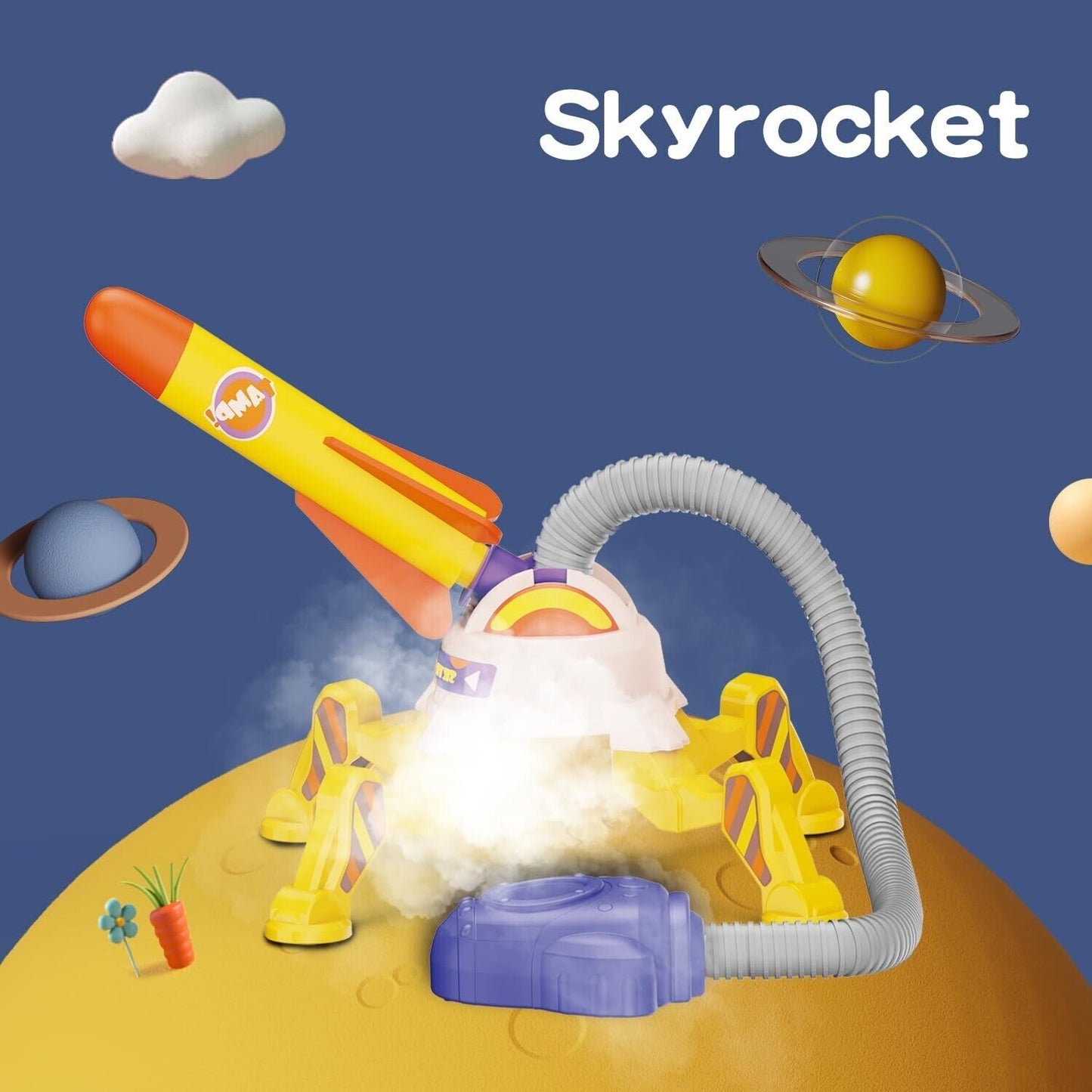 Fun Stomp 'n' Fire Triple Air Rocket Launcher For Kids - Flying Rockets Toy Set