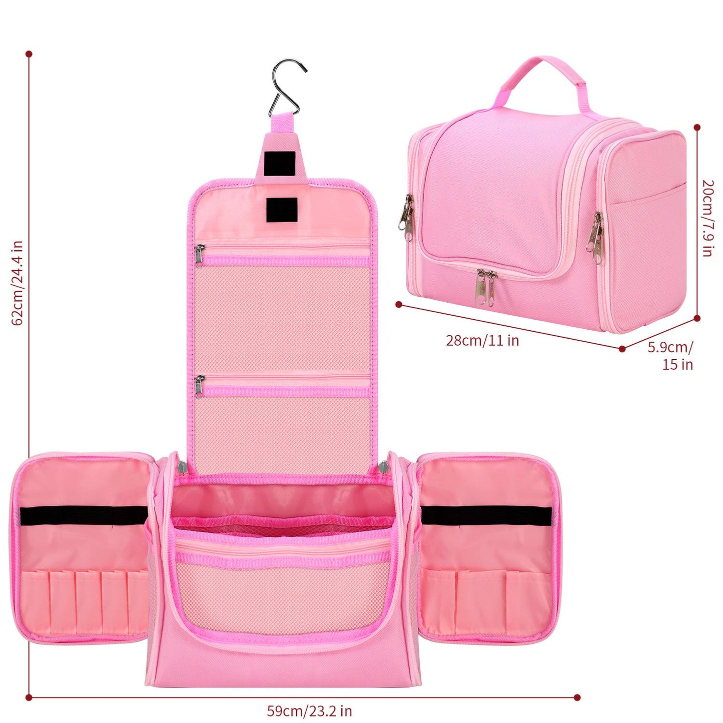 Vinsani Pink Toiletry Bag - Compact Travel Organizer 1010186