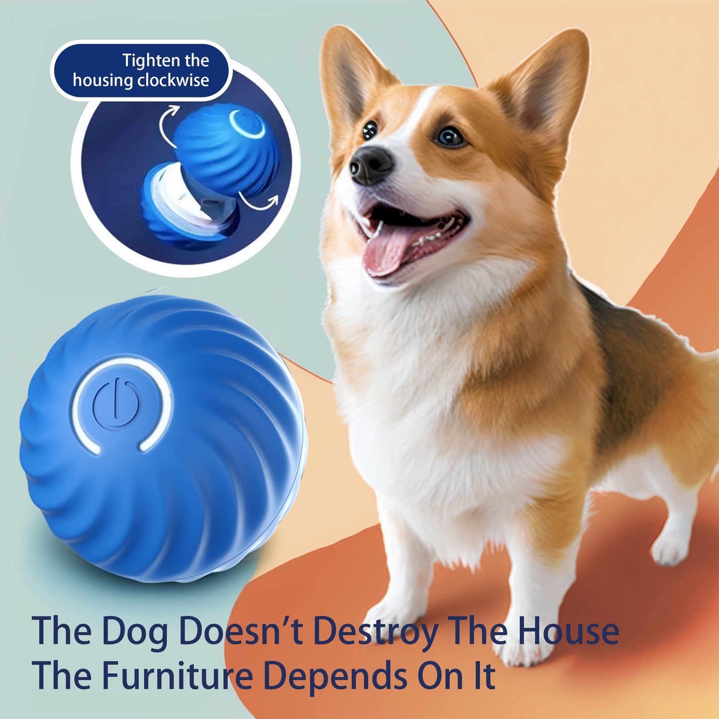 Interactive Bouncing Ball For Dogs,Automatic Smart Toy, Self-moving Rotating Stimulating Pet Entertainment