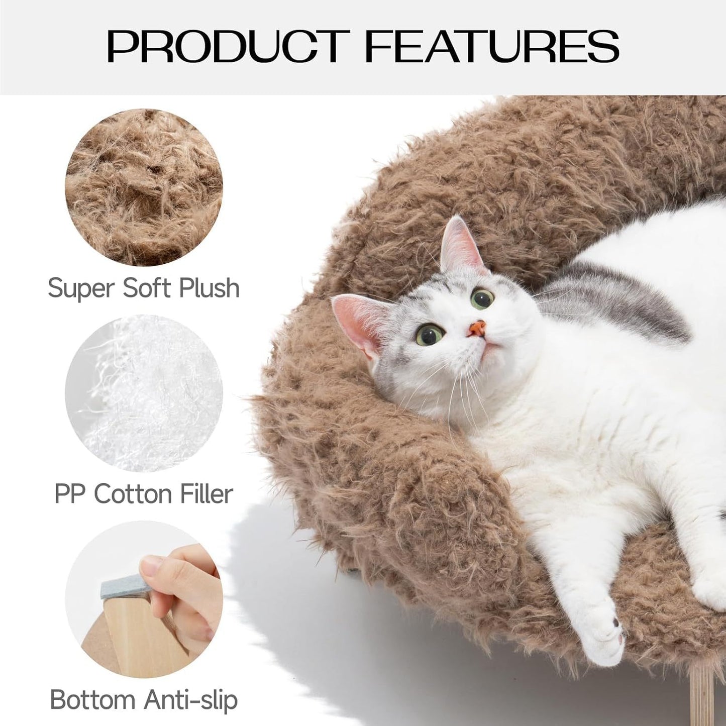 MEWOOFUN Elevated Cat Bed With Washable Cover