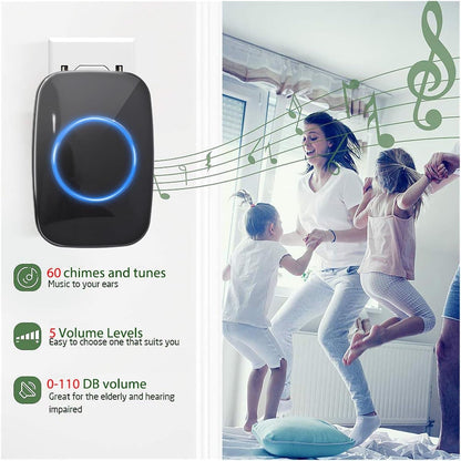 A1 Black Wireless Doorbell – Easy Setup, Long Range, UK Stock