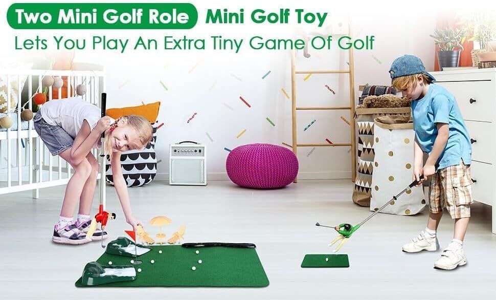 Indoor Mini Golfing Game Kit Golfs Toy Set WRed Pad Putter Early Education