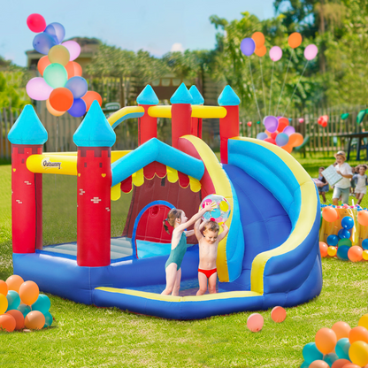 Kids' All-in-One Bouncy Castle: Slide, Pool, Trampoline, Climbing Wall & Blower