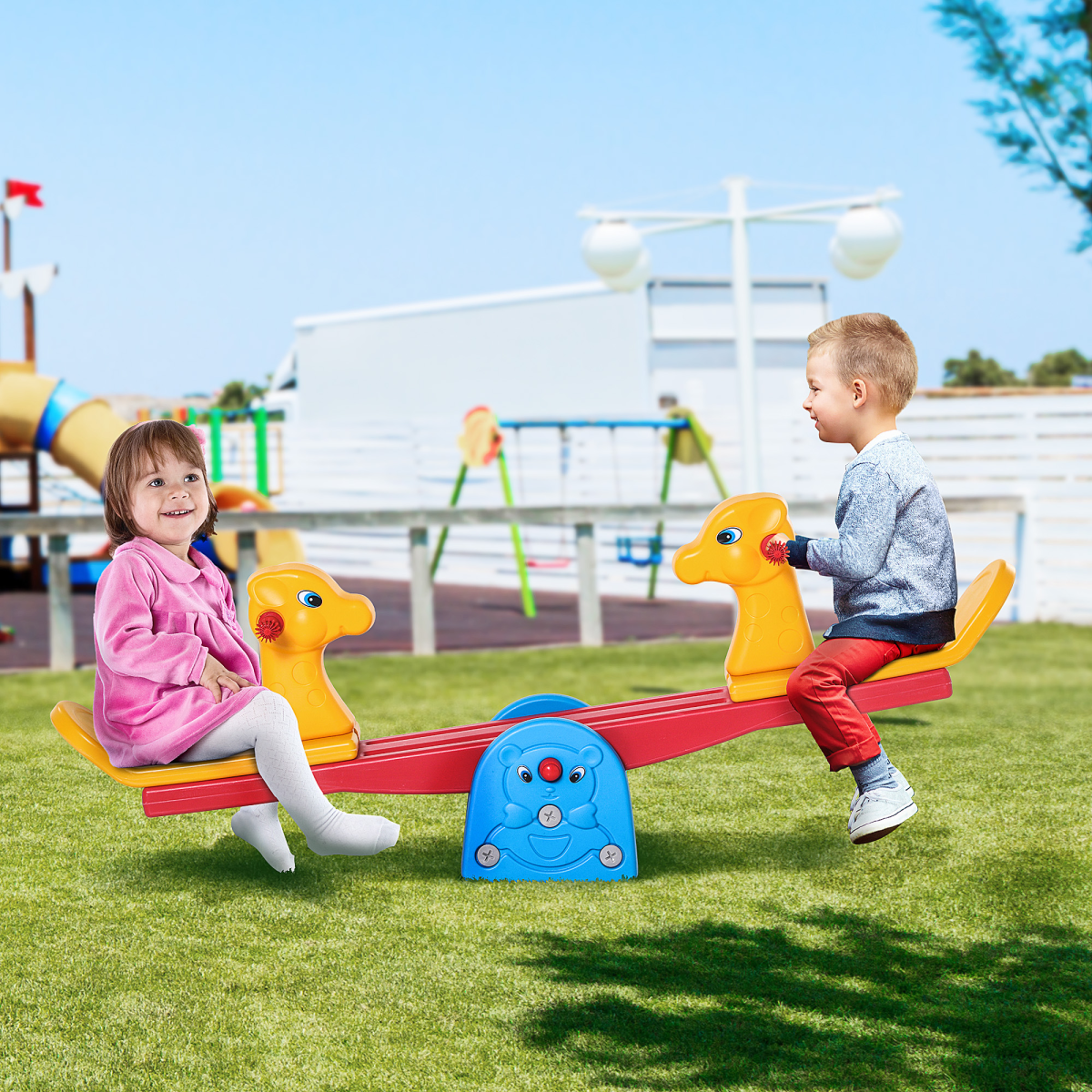 Safe Kids Seesaw Teeter Totter with 2 Seats and Easy-Grip Handles