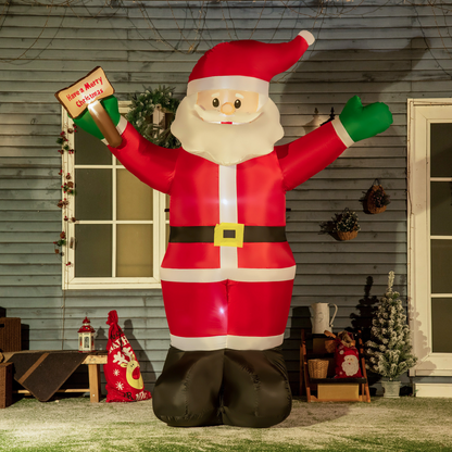Outsunny 8ft Inflatable Santa with LED Blessings Sign - Outdoor Decor