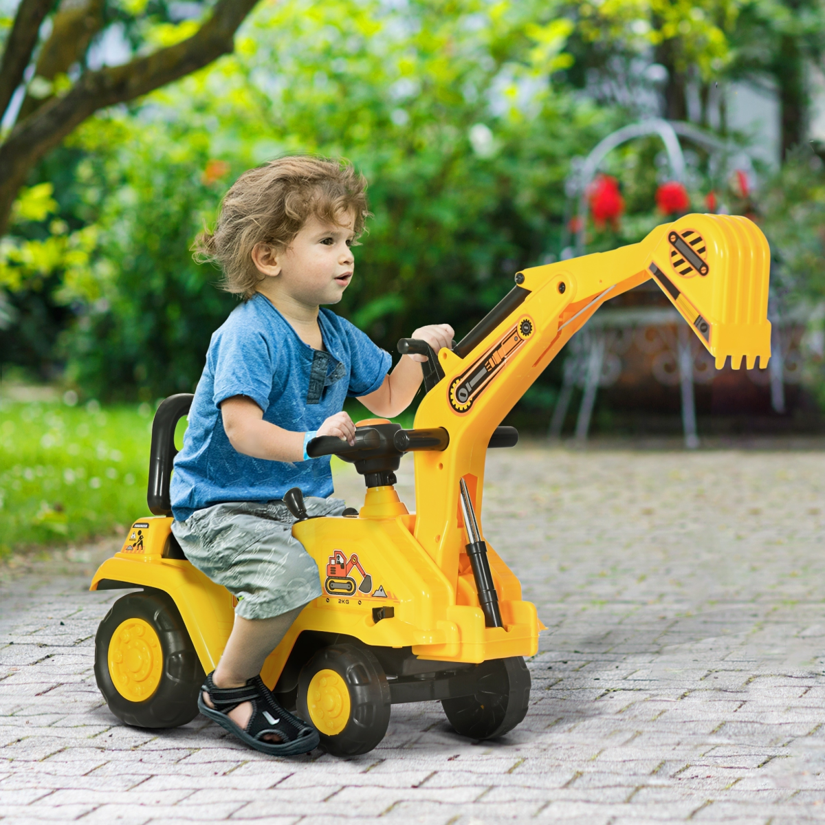 HOMCOM 2 in 1 Kids Ride On Tractor with Bucke, for 1.5-4 Years Old, NO POWER