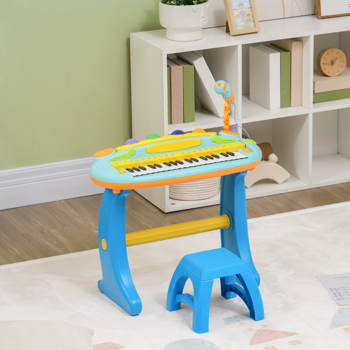 Kids Piano with Microphone, Record/Replay, LED Lights