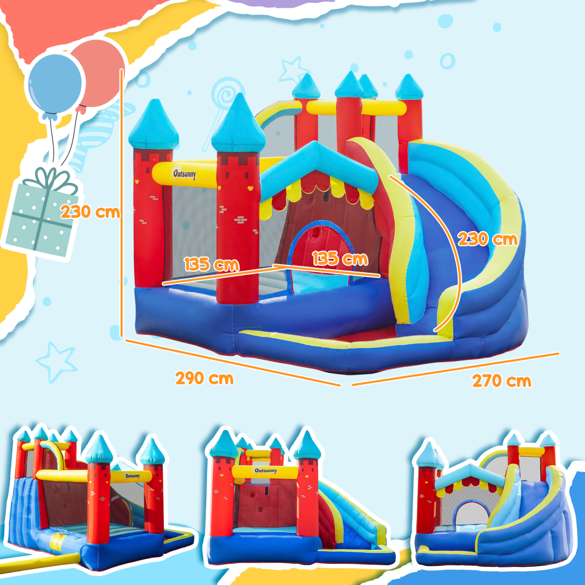 Kids' All-in-One Bouncy Castle: Slide, Pool, Trampoline, Climbing Wall & Blower