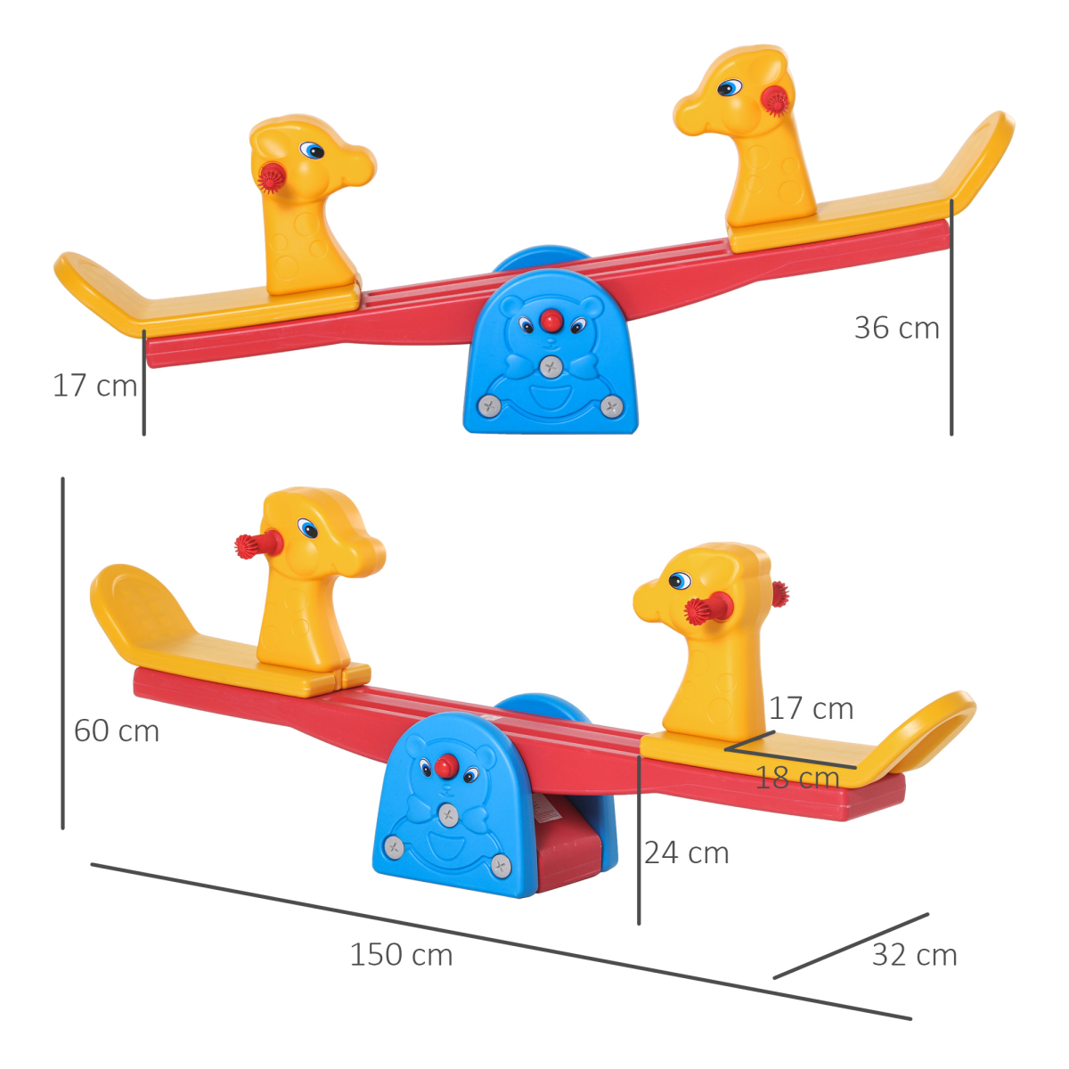 Safe Kids Seesaw Teeter Totter with 2 Seats and Easy-Grip Handles