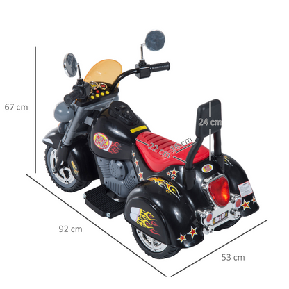 6V HOMCOM Kids Electric Motorbike with Lights & Sounds — Safe 3-Wheel Ride-On