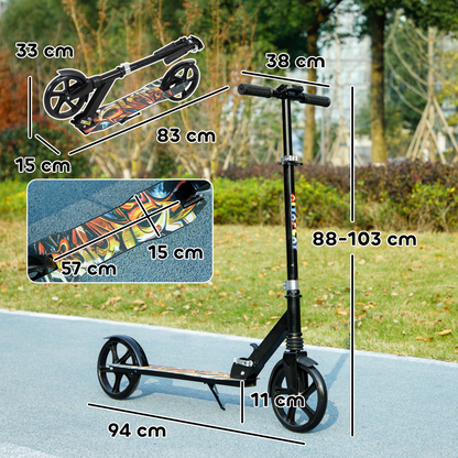 AIYAPLAY Kids Scooter, Foldable Kick Scooter w/ Adjustable Handlebar, Black