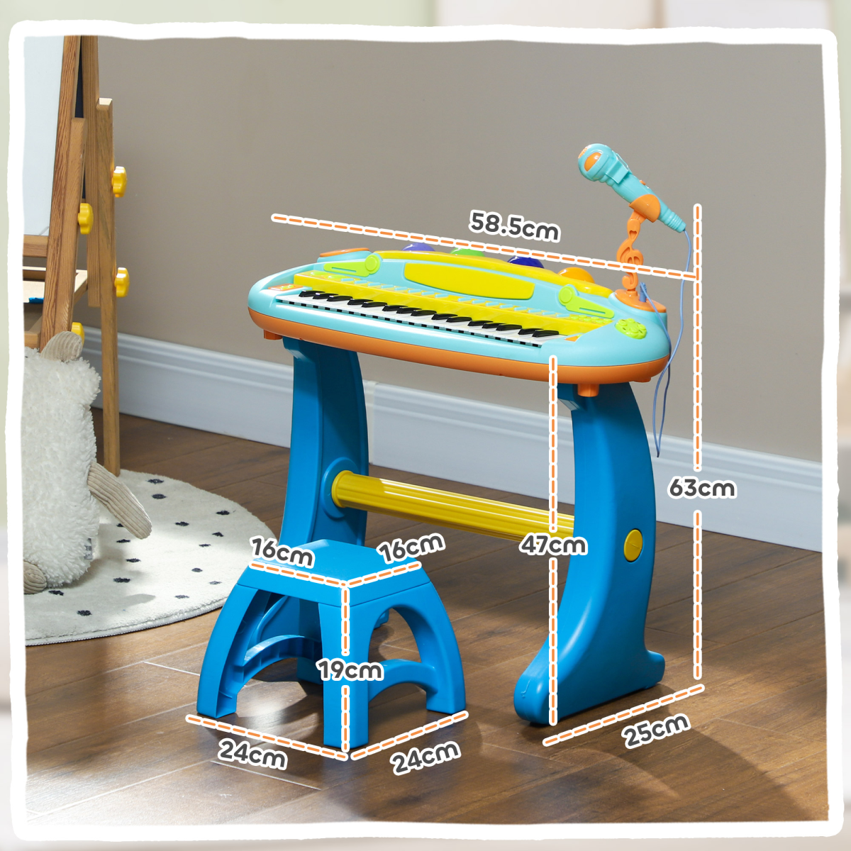 Kids Piano with Microphone, Record/Replay, LED Lights