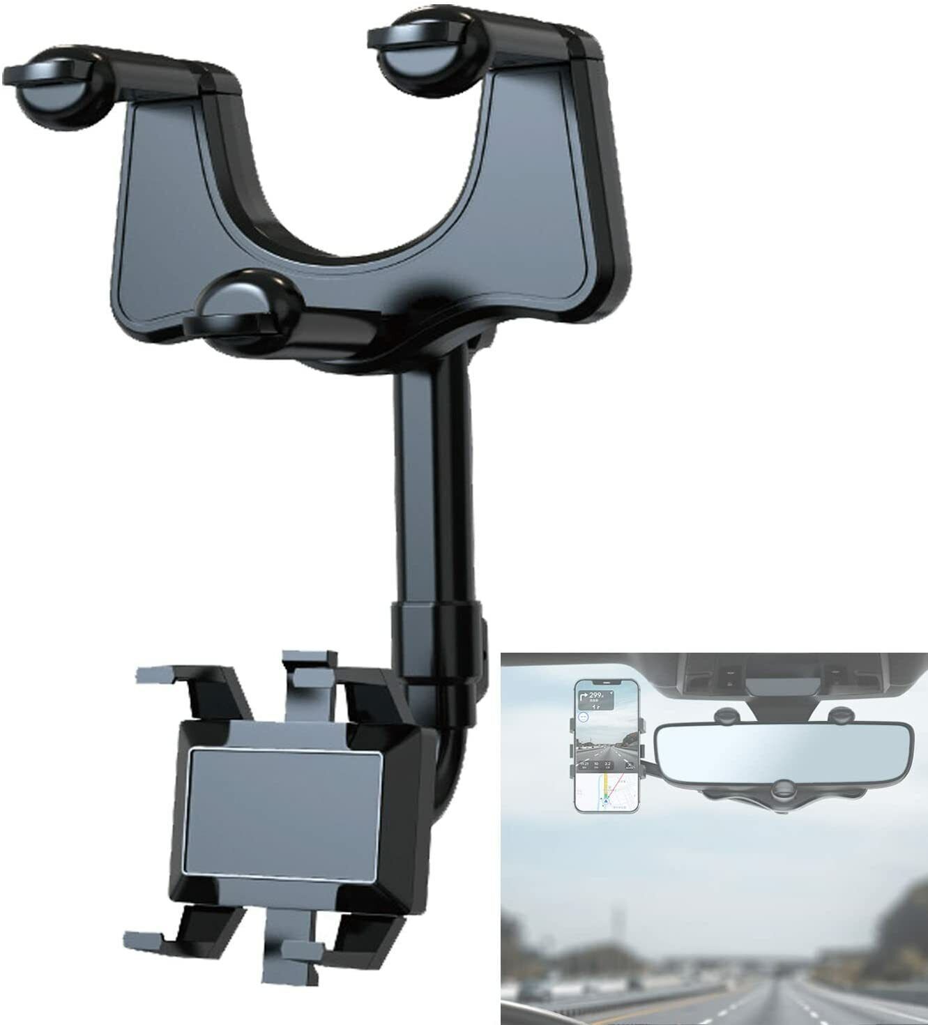 Rotatable & Retractable Car Phone Holder – Rearview Mirror Mount | UK Stock