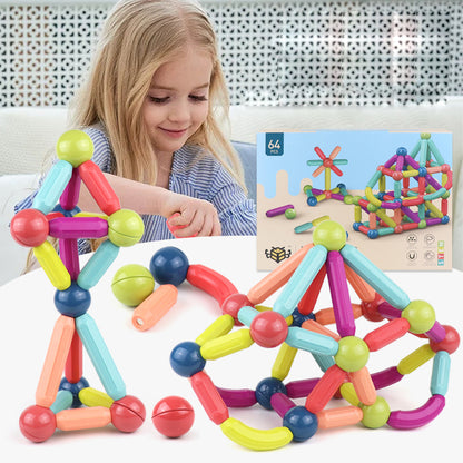 Magnetic Stick Building Blocks Set – Creative Educational Toy for Kids (STEM Learning, 25-100 pcs)