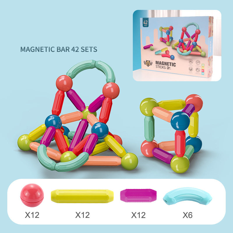 Magnetic Stick Building Blocks Set – Creative Educational Toy for Kids (STEM Learning, 25-100 pcs)