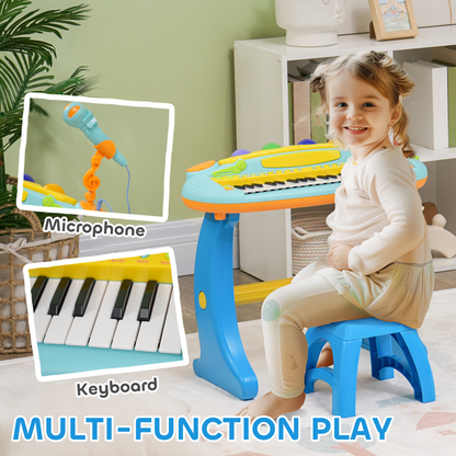 Kids Piano with Microphone, Record/Replay, LED Lights