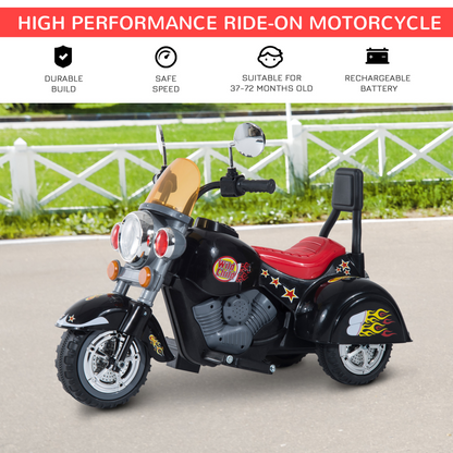 6V HOMCOM Kids Electric Motorbike with Lights & Sounds — Safe 3-Wheel Ride-On
