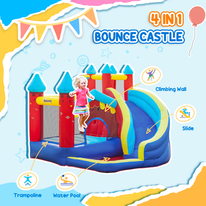 Kids' All-in-One Bouncy Castle: Slide, Pool, Trampoline, Climbing Wall & Blower