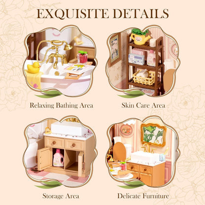 DIY Miniature Dollhouse Kit – Pop-Bubble Bathroom by ROBOTIME