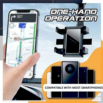 Rotatable & Retractable Car Phone Holder – Rearview Mirror Mount | UK Stock