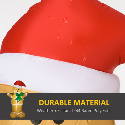 HOMCOM 6ft Gingerbread Man Inflatable with LED Lights & Santa Hat