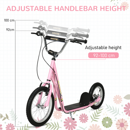 Teen Scooter Adjustable Height Dual Brakes Rubber Wheels Kickstand HOMCOM