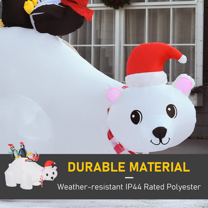 5ft Outdoor Christmas Inflatable: Polar Bear & 3 Penguins with LED Lights