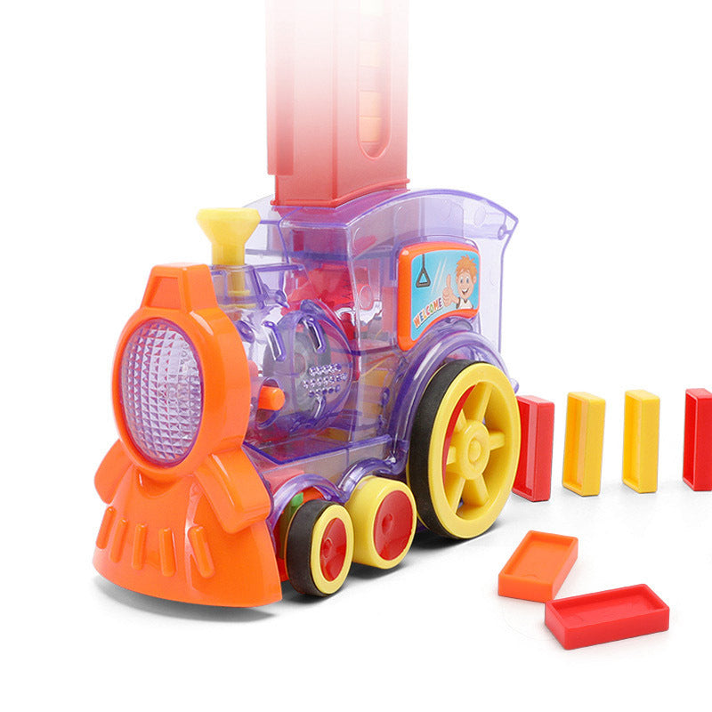 Domino Train Toy for Kids – Automatic Domino Laying Electric Train with 100 Colorful Blocks