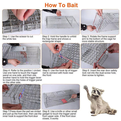 Squirrel Trap Heavy Duty Metal Humane Live Vermin Pest Animal Large Cage Catcher