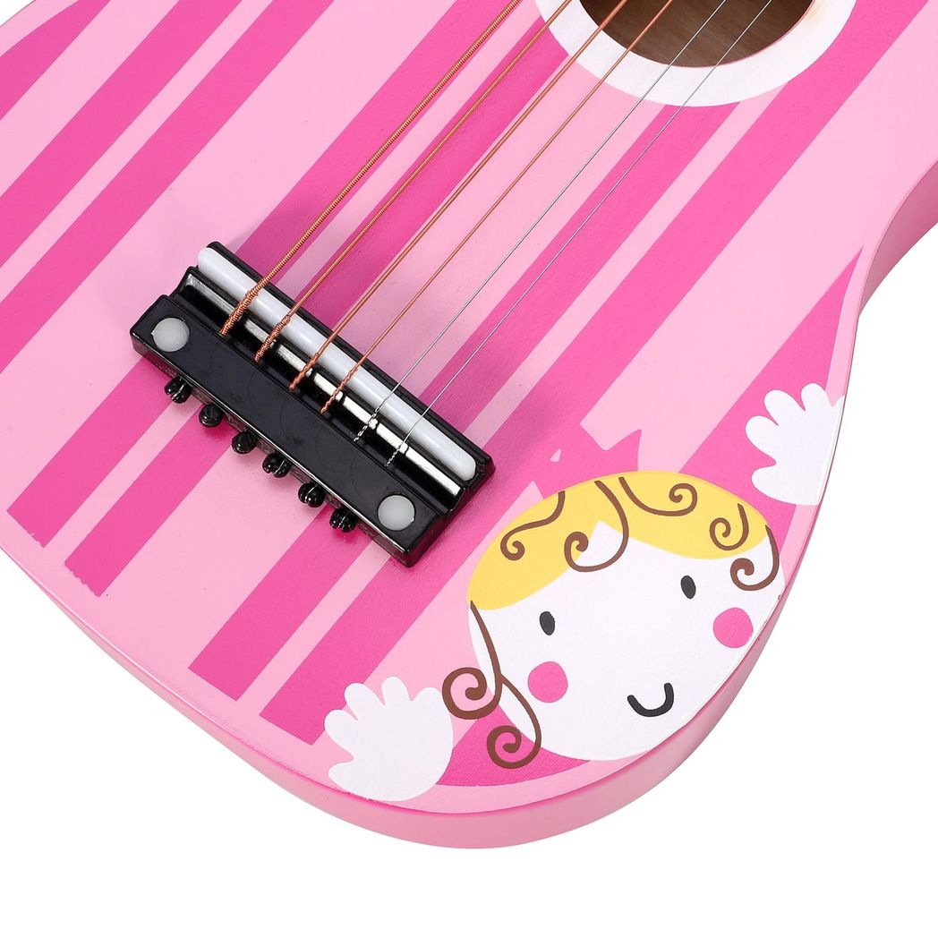 SOKA Wooden Pink Striped Guitar Toy for Pretend Play & Early Development