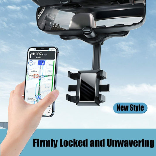 Rotatable & Retractable Car Phone Holder – Rearview Mirror Mount | UK Stock