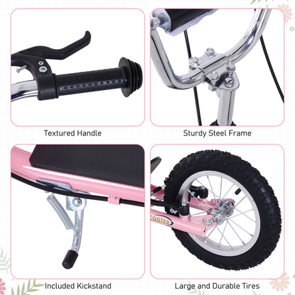 Teen Scooter Adjustable Height Dual Brakes Rubber Wheels Kickstand HOMCOM