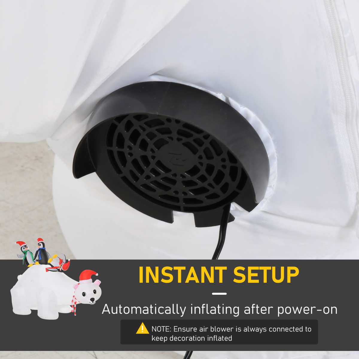 5ft Outdoor Christmas Inflatable: Polar Bear & 3 Penguins with LED Lights