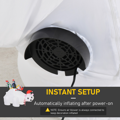 5ft Outdoor Christmas Inflatable: Polar Bear & 3 Penguins with LED Lights