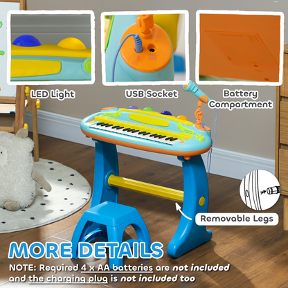 Kids Piano with Microphone, Record/Replay, LED Lights