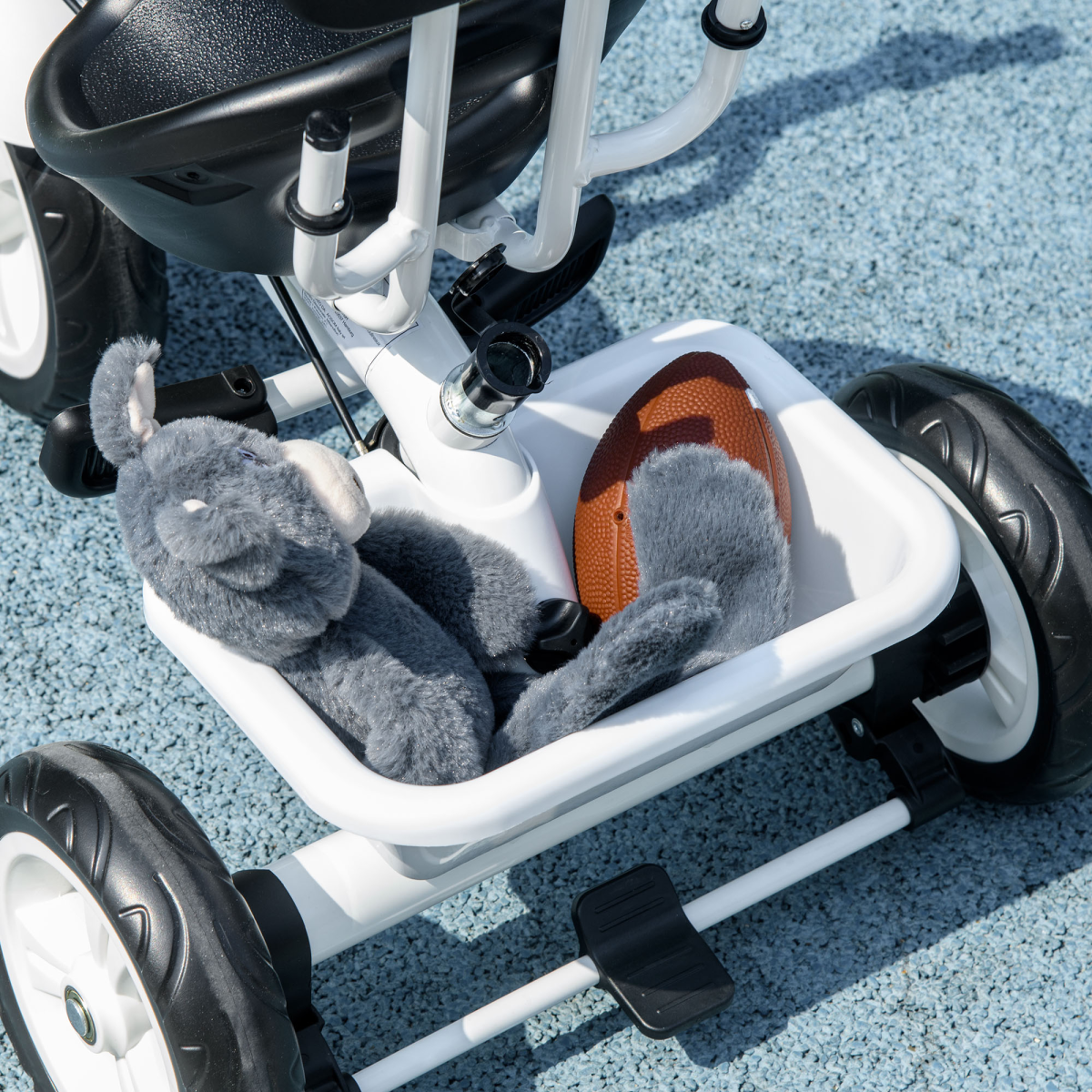HOMCOM 6-in-1 Kids Tricycle with Detachable Parent Push Handle - White