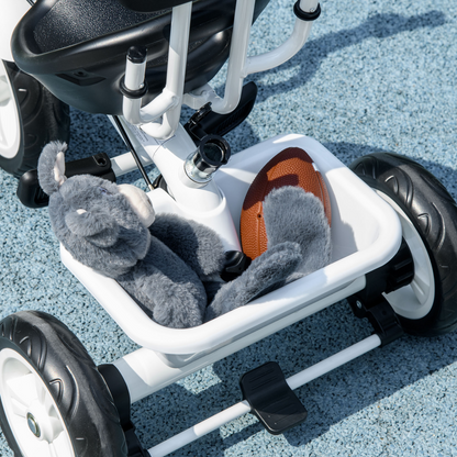 HOMCOM 6-in-1 Kids Tricycle with Detachable Parent Push Handle - White