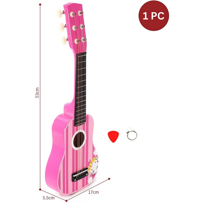 SOKA Wooden Pink Striped Guitar Toy for Pretend Play & Early Development