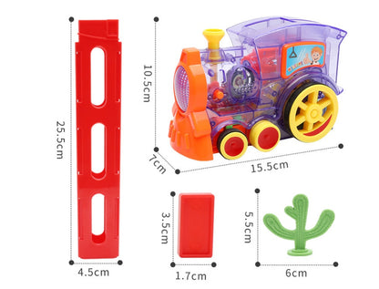Domino Train Toy for Kids – Automatic Domino Laying Electric Train with 100 Colorful Blocks