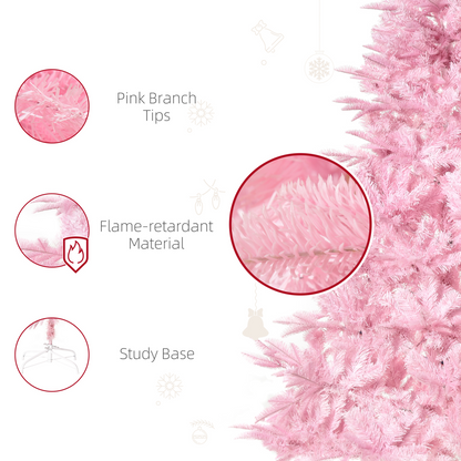 6FT Pink Artificial Christmas Tree - Auto Open, 892 Branches, Easy Setup