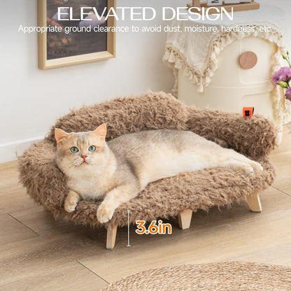MEWOOFUN Elevated Cat Bed With Washable Cover