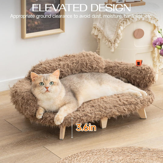 MEWOOFUN Elevated Cat Bed With Washable Cover
