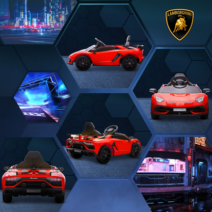 HOMCOM Lamborghini Aventador Licensed 12V Kids Electric Ride On Car - Red